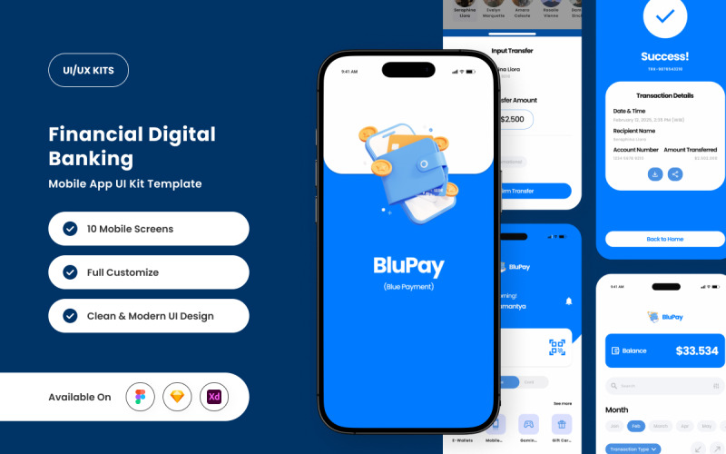 BluPay – Seamless Payment & Banking App UI Kit