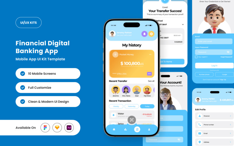 OkoaBank – Strakke digitale bank-app UI-kit