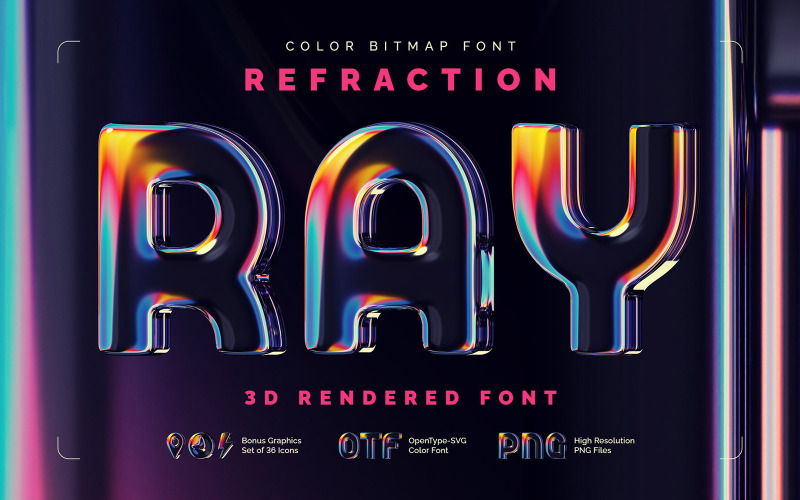 Police bitmap couleur Refraction Ray - TemplateMonster