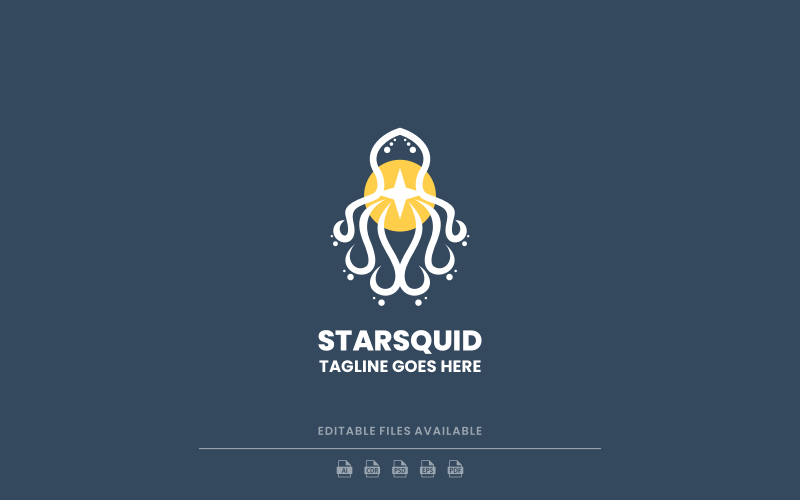 Szablon logo Star Squid Line Art