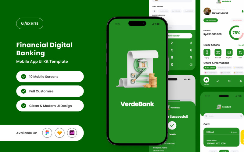 VerdeBank – UI-Kit für intelligente Finanz- und Banking-Apps