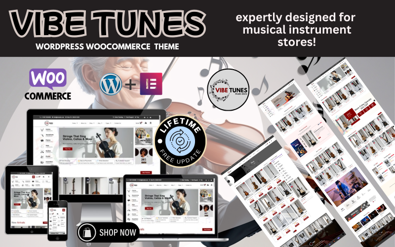 VibeTunes - Instruments de musique, équipement audio, thème WordPress WooCommerce