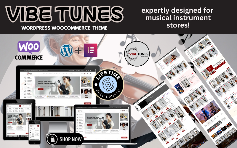 VibeTunes: tema de WordPress para WooCommerce, instrumentos musicales y equipos de audio