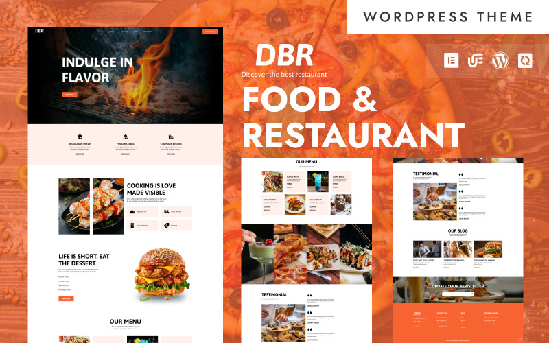 DBR - Elegant restaurang och autentisk mat WordPress Elementor-tema