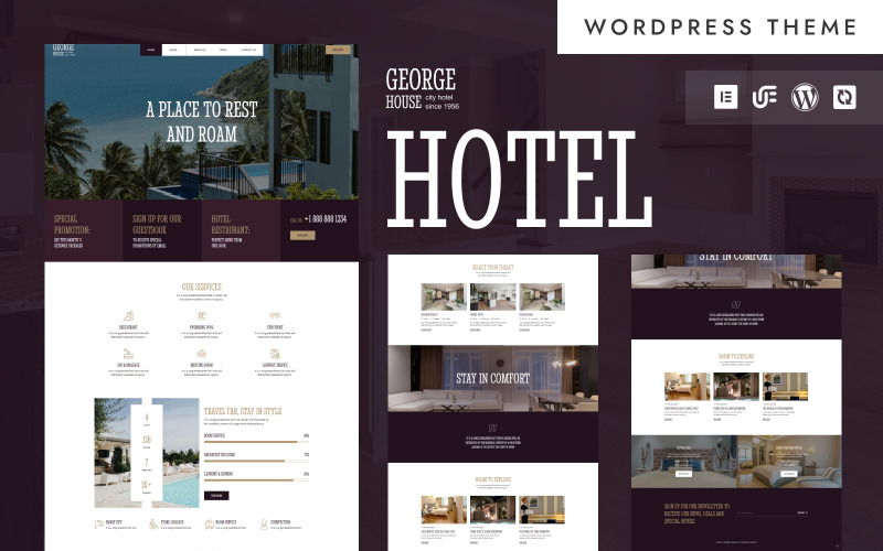George House - 酒店和度假村预订 WordPress Elementor 主题