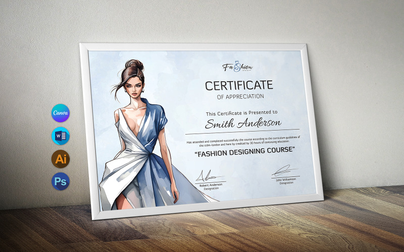 Modello di certificato di stilista di moda Canva