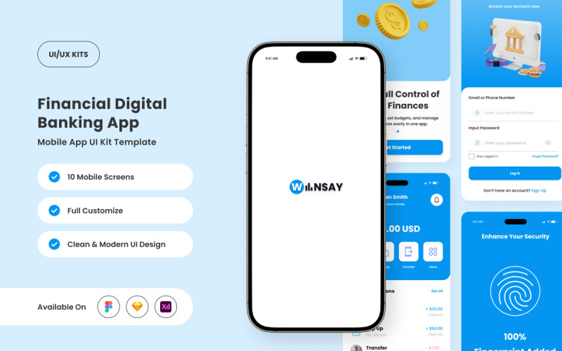 Winsay - Moderní sada uživatelského rozhraní aplikací pro digitální bankovnictví
