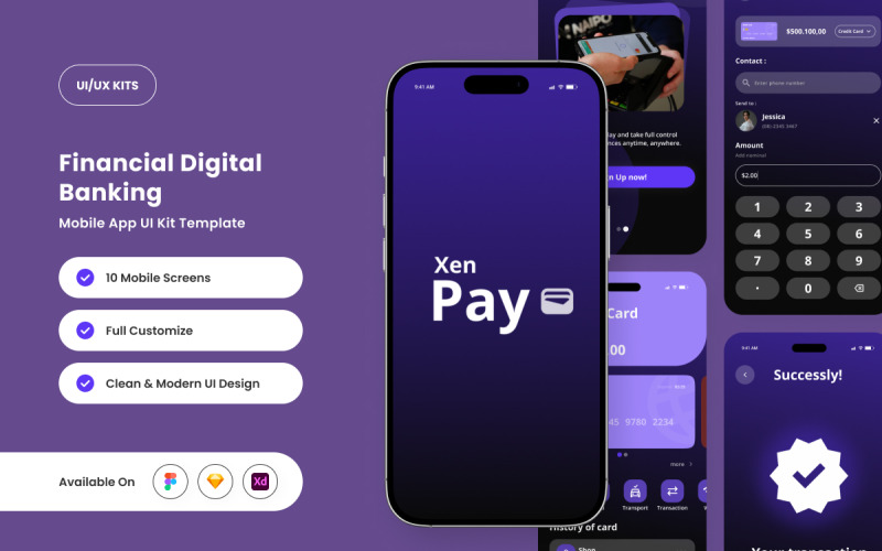 XenPay - Kit de interface de usuário de aplicativo móvel para banco digital