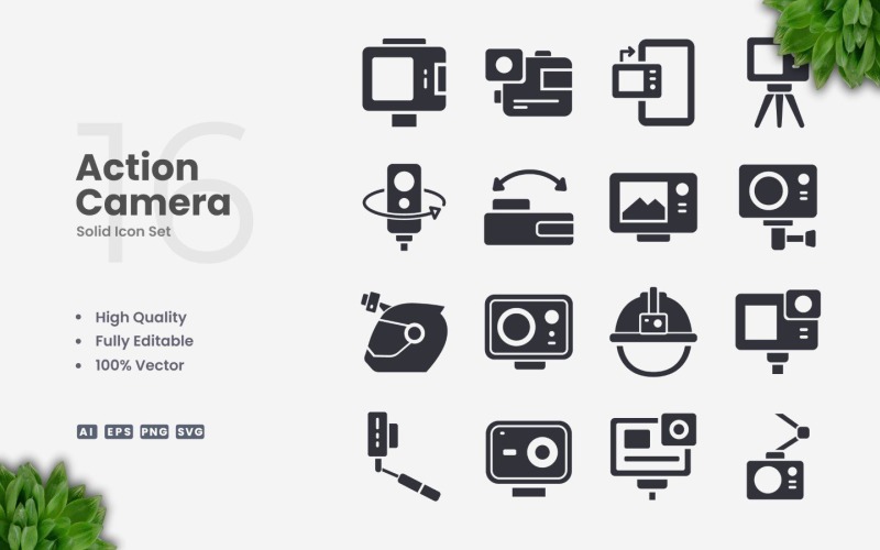 16 Actiecamera Solide Pictogrammenset