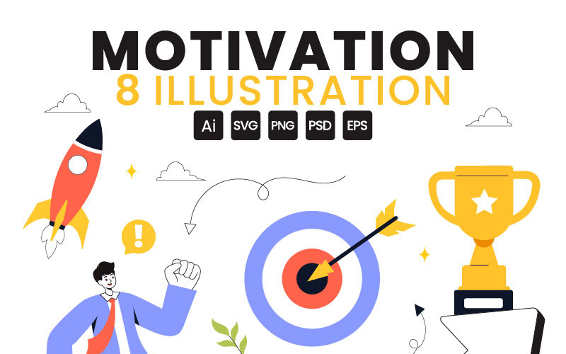 8. Ilustración de motivación y éxito empresarial