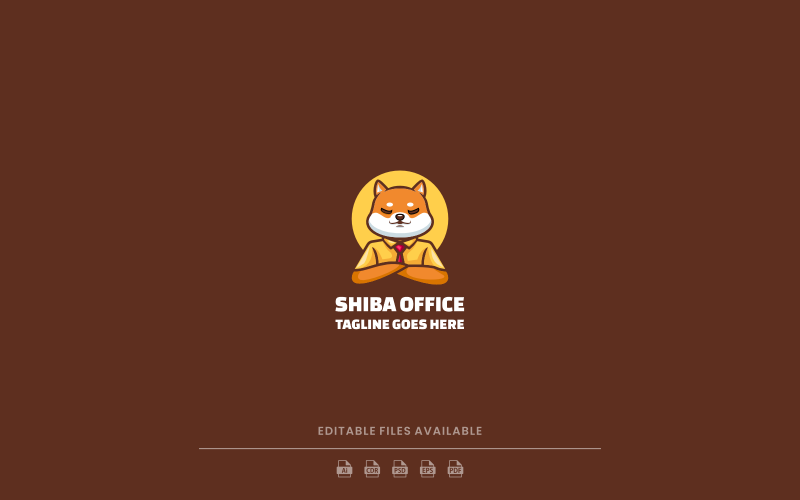 Logo jednoduchého maskota Shiba Office
