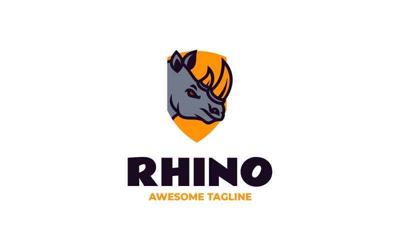 Logo mascotte semplice rinoceronte 3