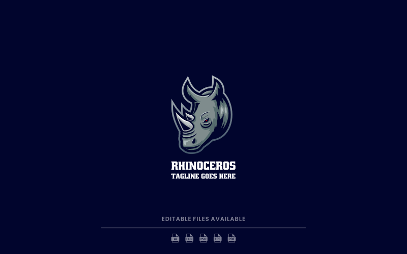 Logotipo simples do mascote do rinoceronte 2