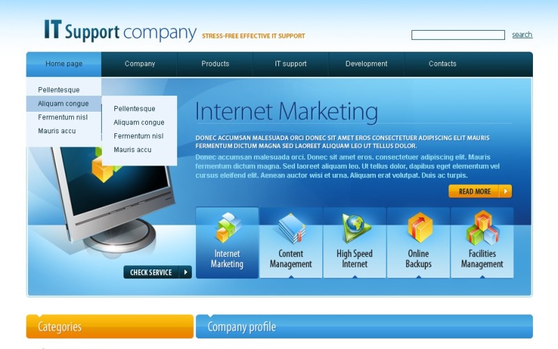 Modello PSD #49982 per Un Sito di IT