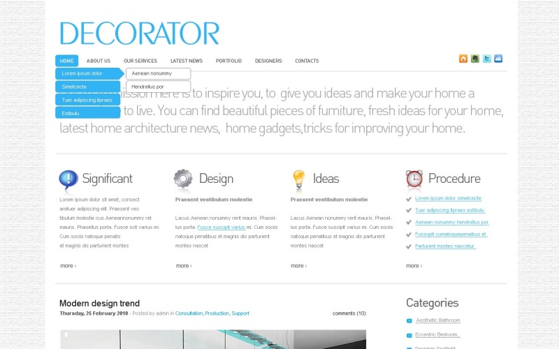 Template PSD #49969 per Un Sito di Home Decor