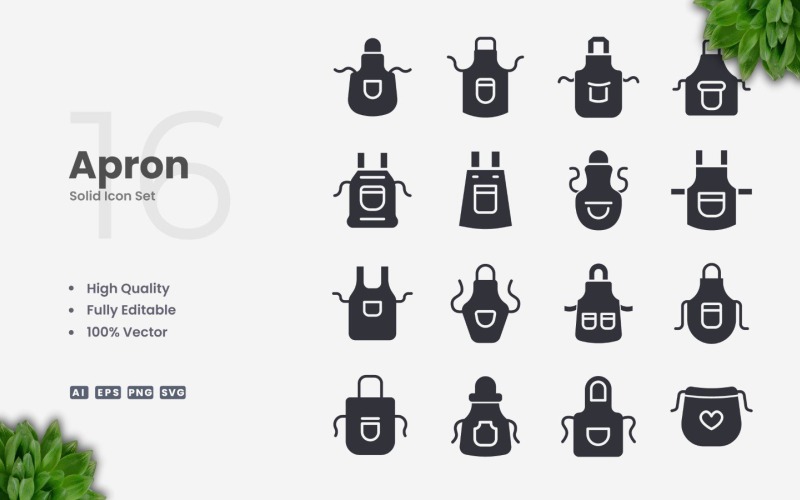 16 Förkläde Solid Icon Collection