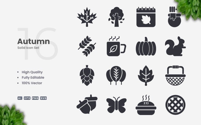 16 Herfst Solid Icon Collectie