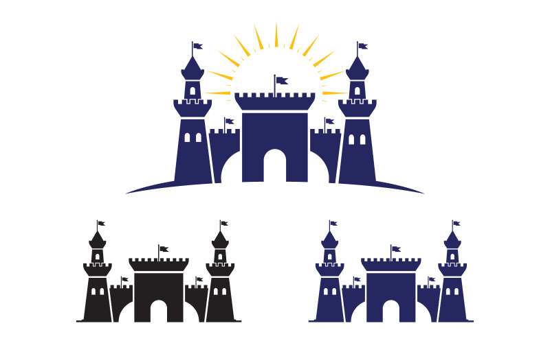 Icona illustrazione vettoriale castello Modello di progettazione v.3