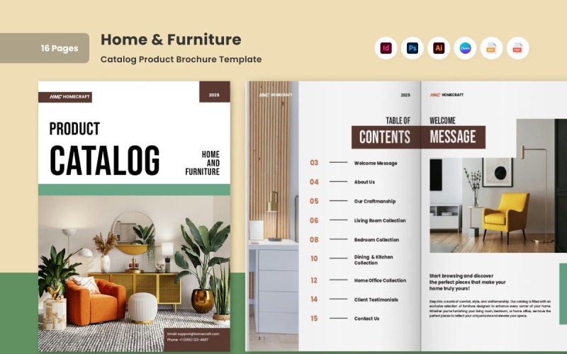 Sleek Home and Furniture Catalog Brochure TemplateMonster