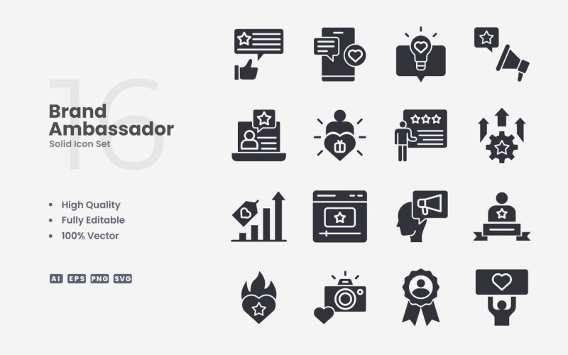 Набор из 16 фирменных амбассадоров Solid Icon
