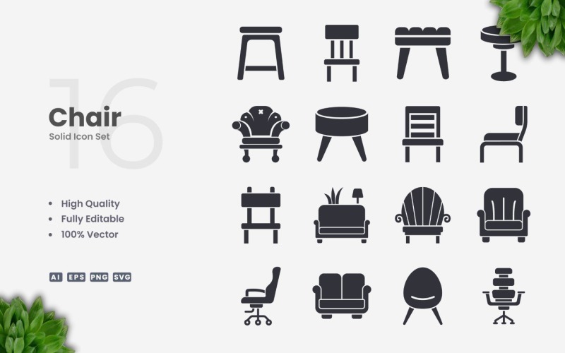 Collezione 16 sedie Solid Icon
