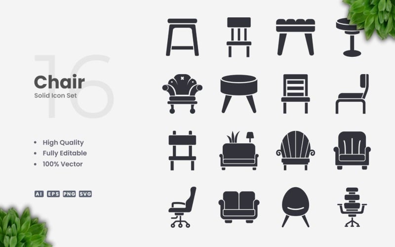 16 stolar Solid Icon Collection