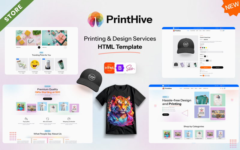 Print Hive - 设计与绘画在线服务商店 HTML 模板