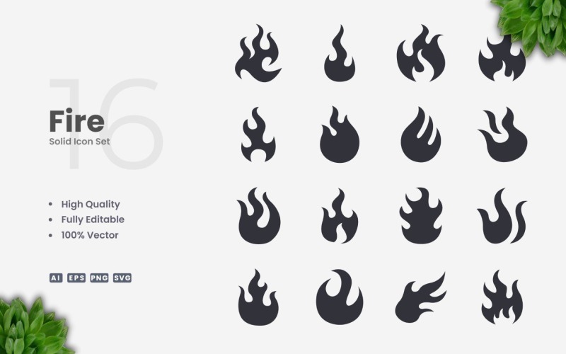 16 Коллекция иконок Fire Solid