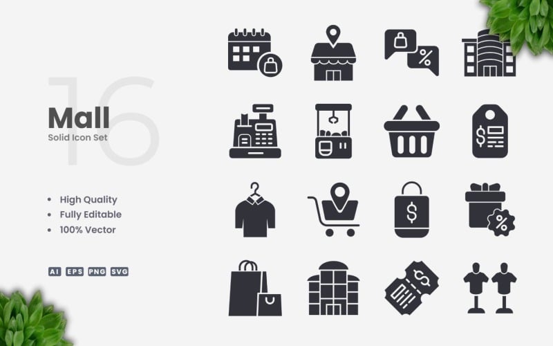 16 Mall Solid Icon Collection