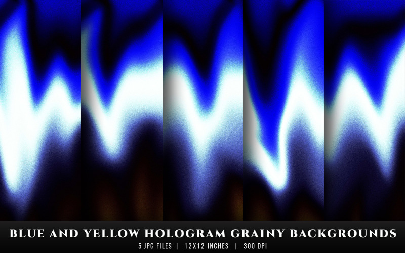 Blauwe en gele hologram korrelige textuurachtergronden