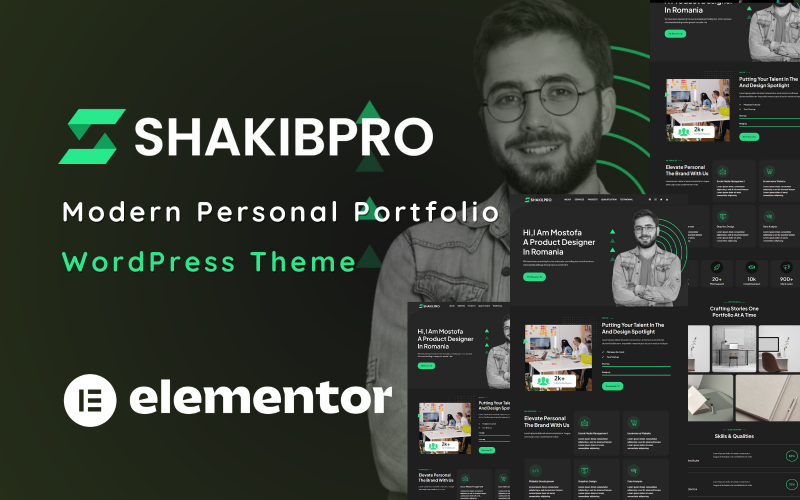 ShakibPro - Thème WordPress Elementor d'une page pour portfolio personnel