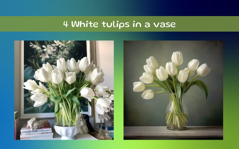 Imagen AI de tulipanes blancos en un jarrón