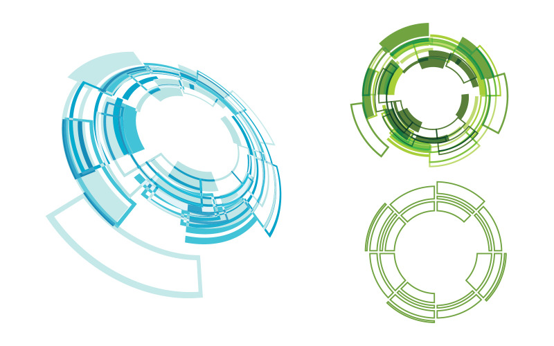 Modèle de conception d'illustration techno futuriste circulaire v.5