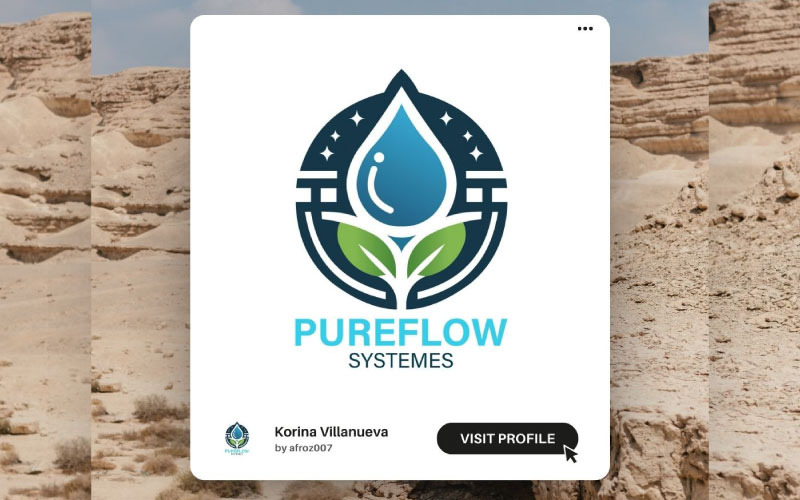 Шаблон логотипа PureFlow – профессиональный логотип для защиты воды и экологичного бизнеса
