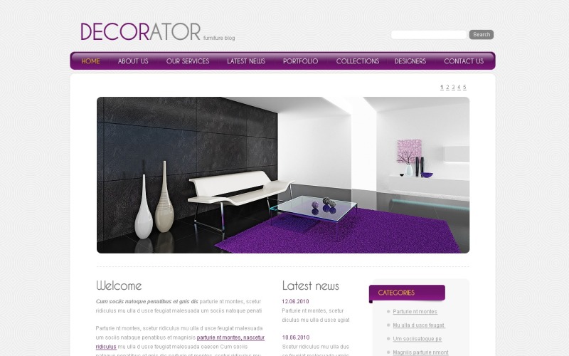 Modello PSD #50000 per Un Sito di Home Decor