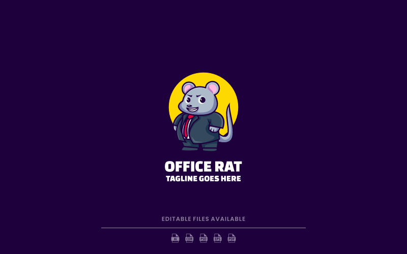 Logotipo de mascote simples do Office Rat
