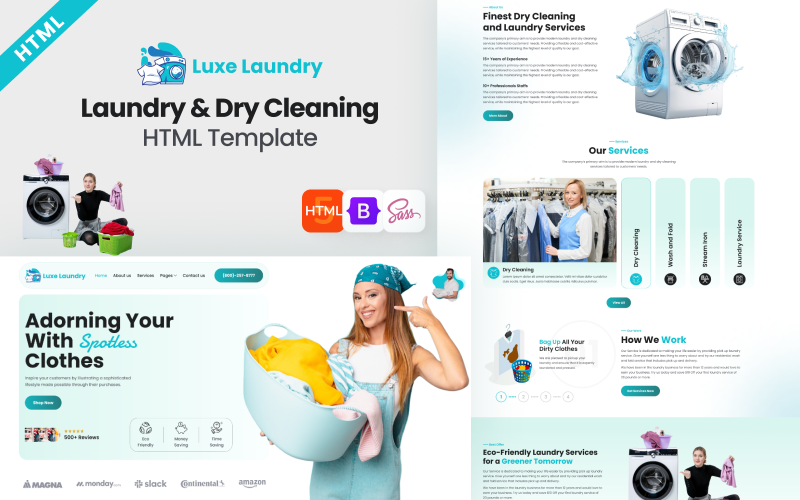 Luxe Laundry – HTML-Vorlage für chemische Reinigung und Wäscheservice