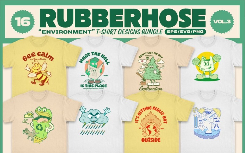 Rubberhose Environment T-shirt Designs Bundle
