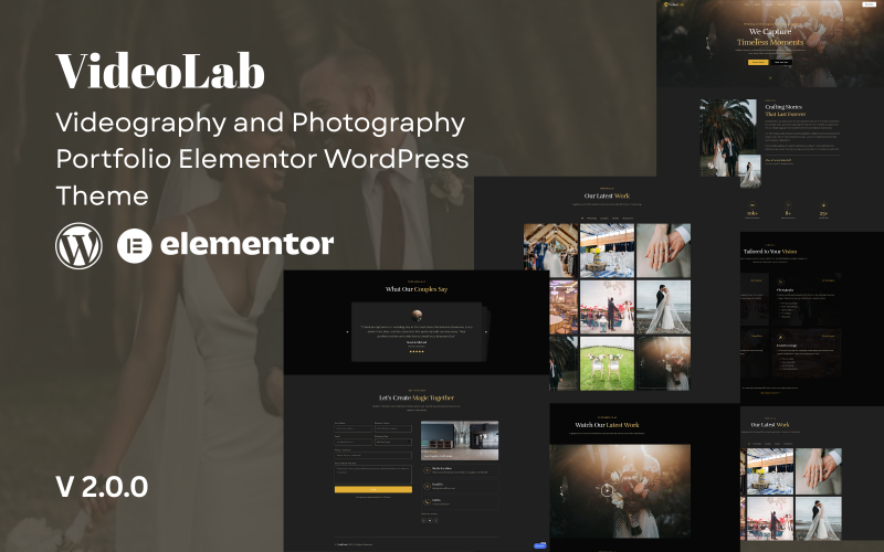 Videolab - Portfólio de videografia e fotografia Tema WordPress Elementor