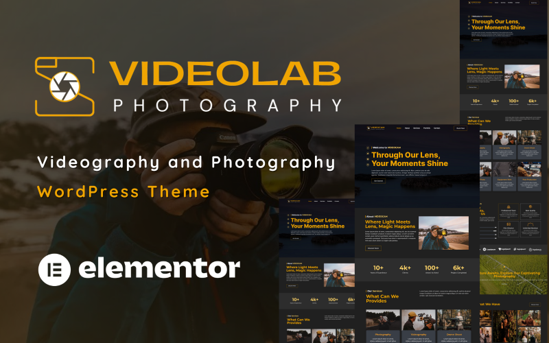 Videolab - Videó- és fényképezési portfólió Elementor WordPress téma