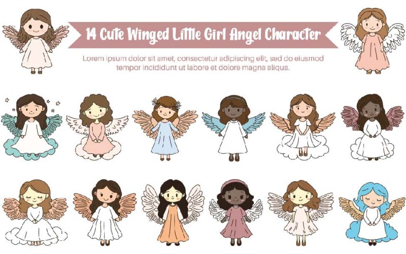 14 adorables petites filles anges ailées