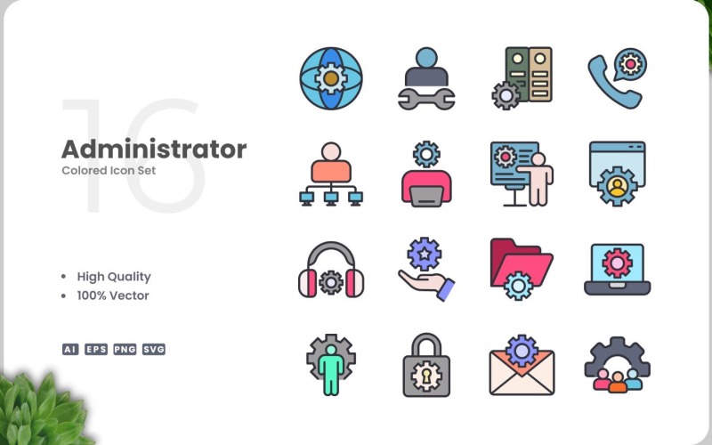 16 Administrator Color Icon Set
