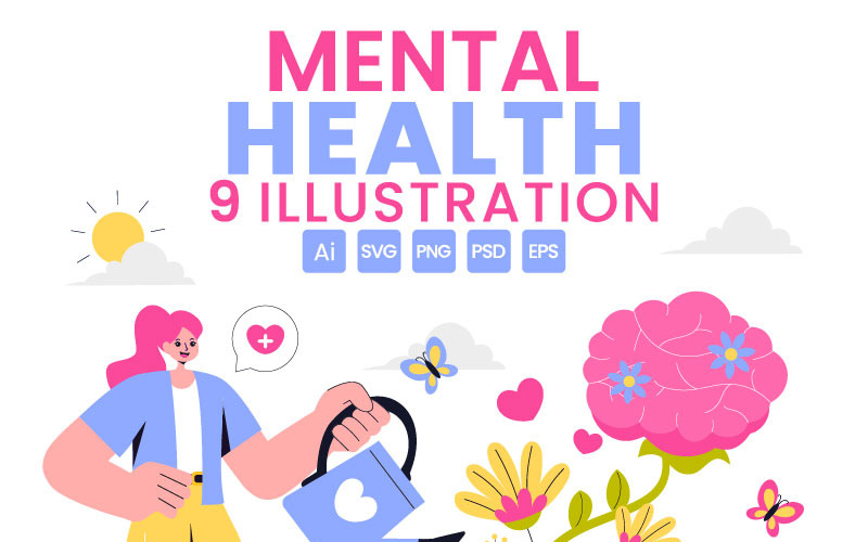 9 Illustrazione di consapevolezza della salute mentale