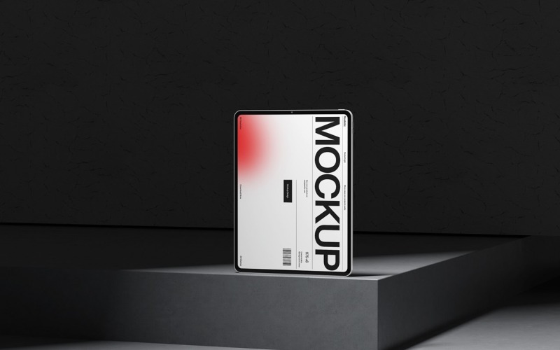 Mockup di tablet galleggiante con design minimale
