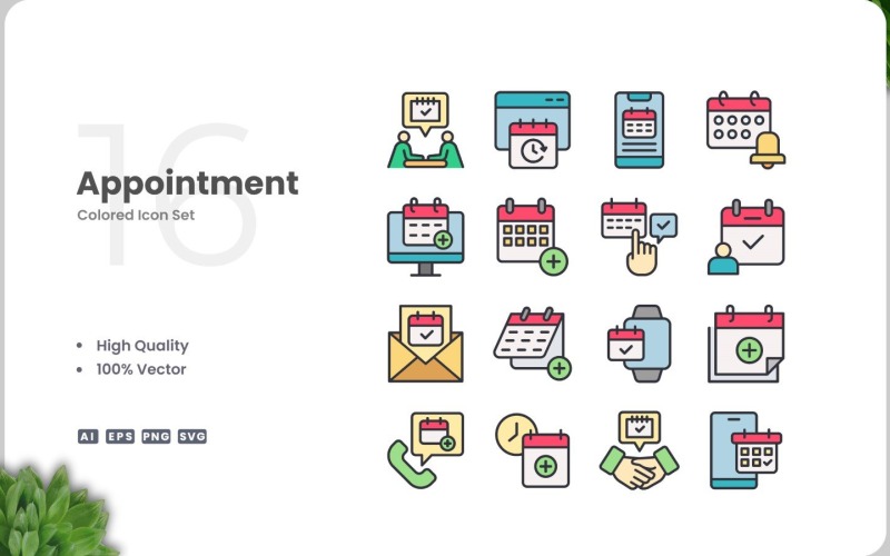 16 Appointment Color Icon Set