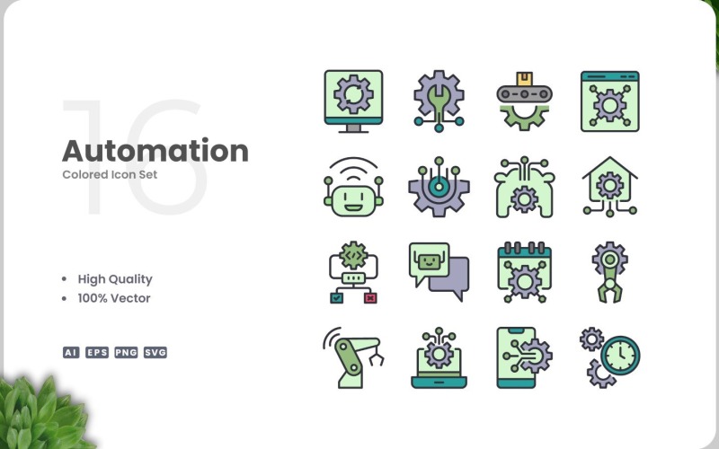 16 Automation färgikoner
