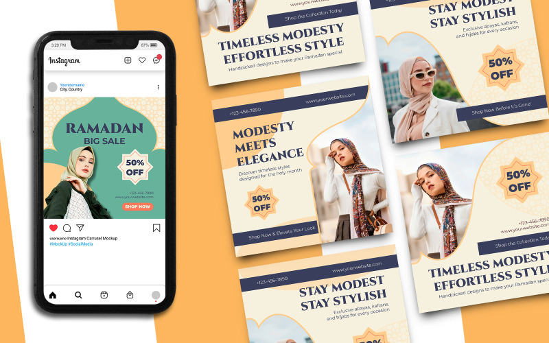 Modello di post Instagram per la vendita del Ramadan 678