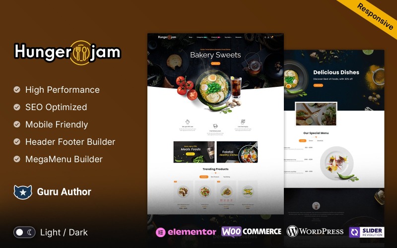 Hungerjam - Kafe ve Restoran ve Yiyecek Duyarlı WooCommerce Mağaza Teması
