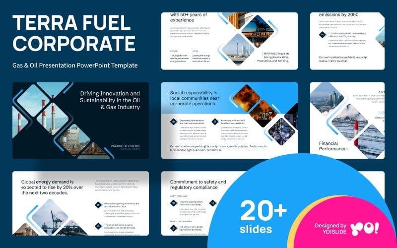 Modello di presentazione PowerPoint per gas e petrolio TERRA FUEL