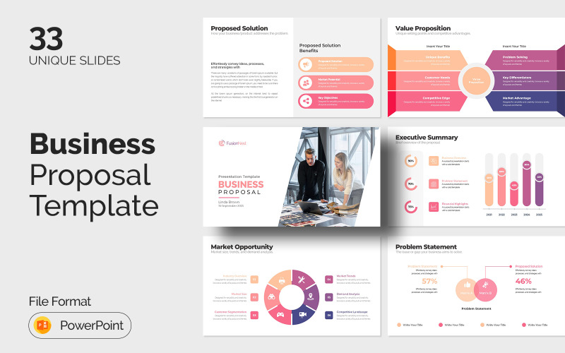 Modelo de PowerPoint de proposta comercial profissional | Design editável e de apresentação